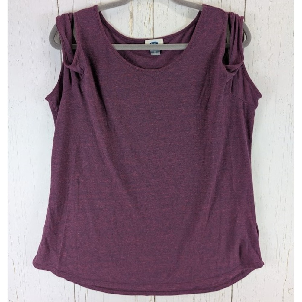 Old Navy Size XL Maroon Womens Cold Shoulder Short Sleeve Top